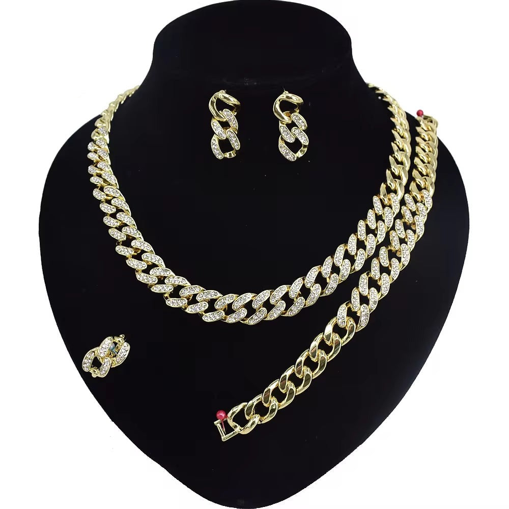 T0224 American Hot Sale High Quality X Water Drop 18 K Gold Plated Jewelry Set