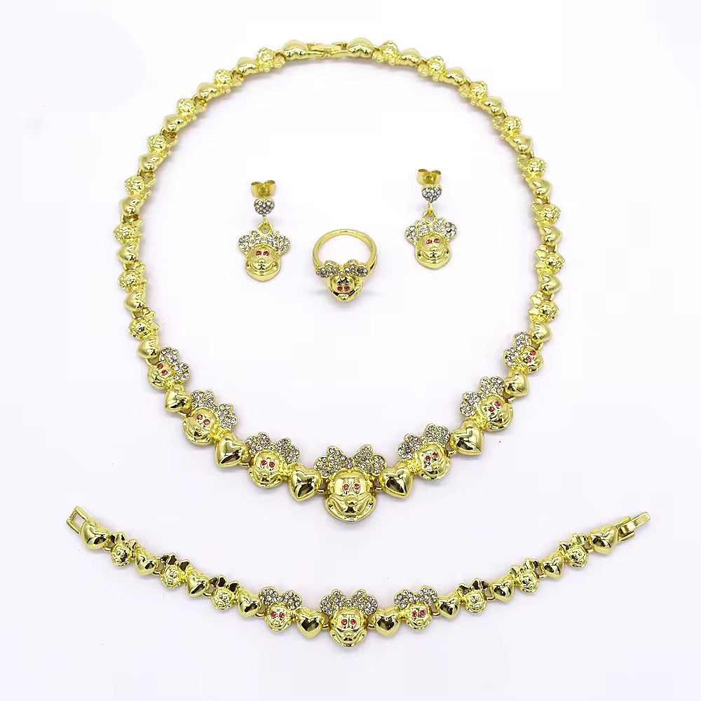 T0286 Wholesale 18K Gold-Plated Cute Minnie Jewelry Set Children'S Jewelry Set