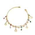 S0340 Wholesale Costom Personalized Double Chain Heart Women Anklet Bracelet Gem Heart Anklet