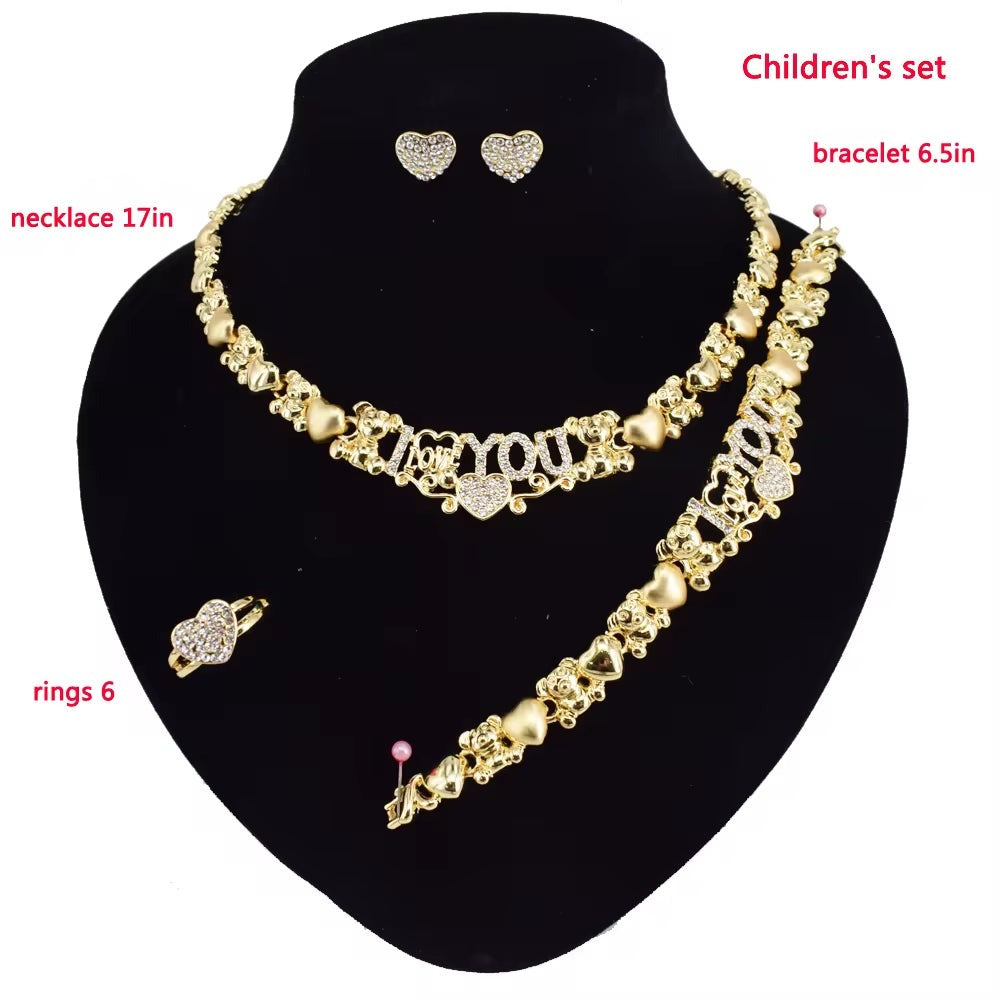 T0242 18K GOLD New Design Cute Elephant Kids Jewelry Set