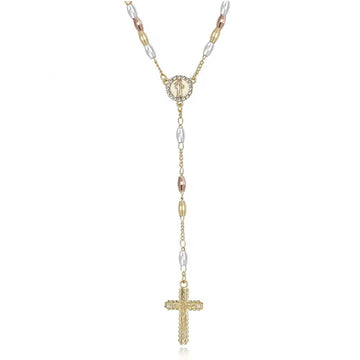 Z015 Gold Rosary Necklace Wholesale Three Colors Holy Father Rosary Beaded Necklace