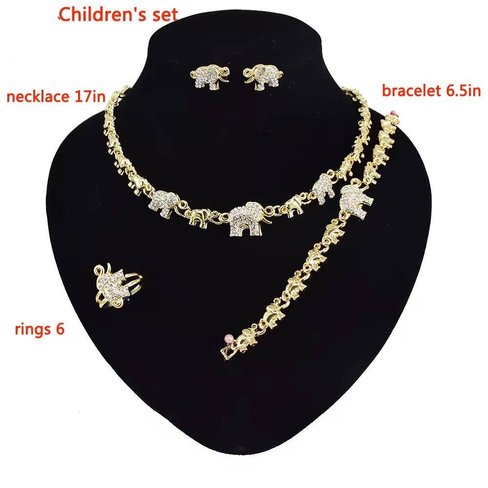 T0242 18K GOLD New Design Cute Elephant Kids Jewelry Set